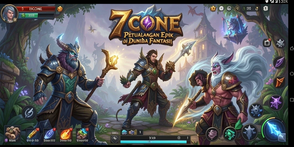Screenshot gameplay dari 7CONE menampilkan pertarungan epik dan grafis yang menakjubkan.
