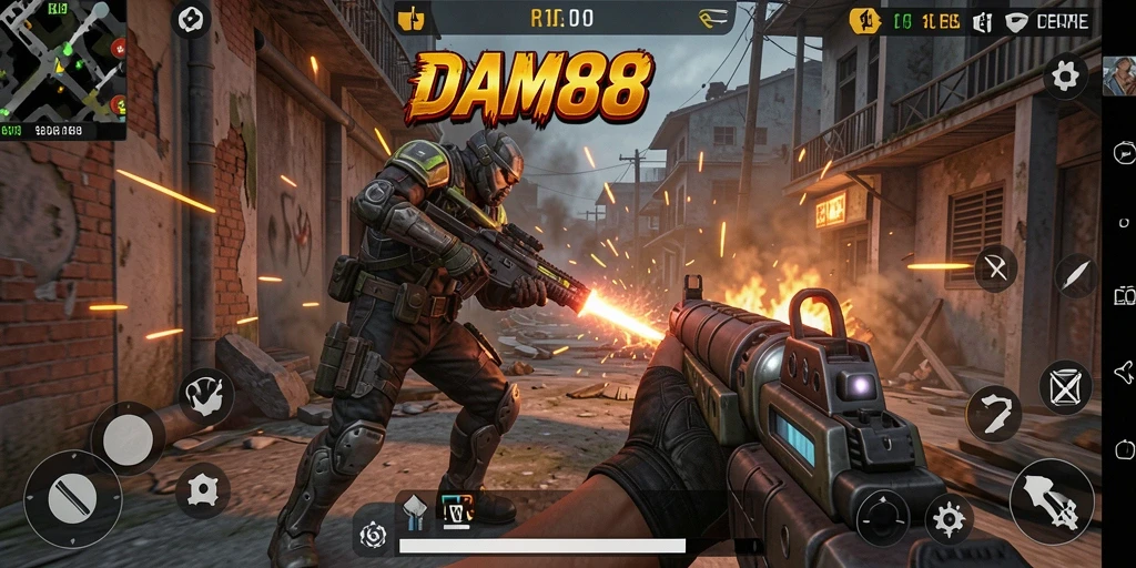 Tangkapan layar utama menunjukkan aksi intens dalam gameplay TPS.