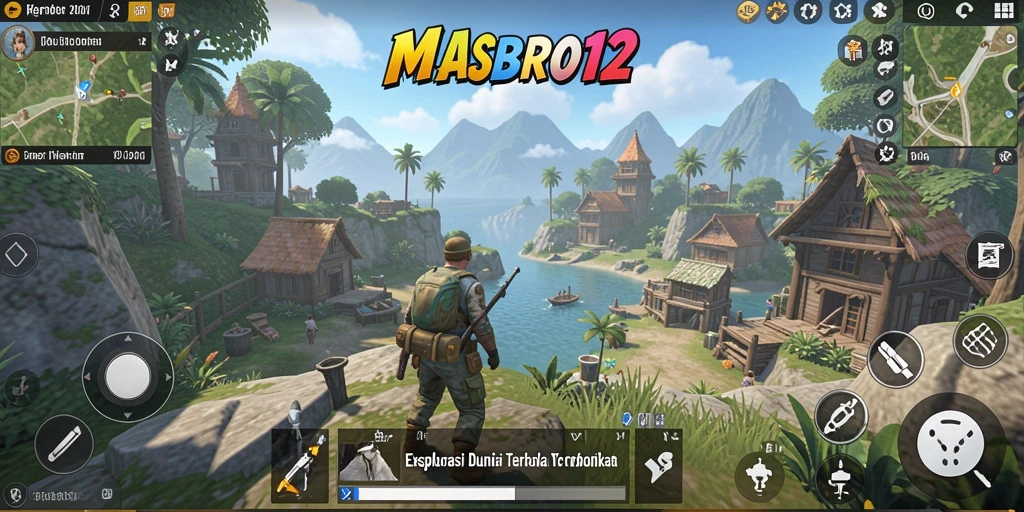 Screenshot gameplay yang menampilkan eksplorasi dunia terbuka yang luas.